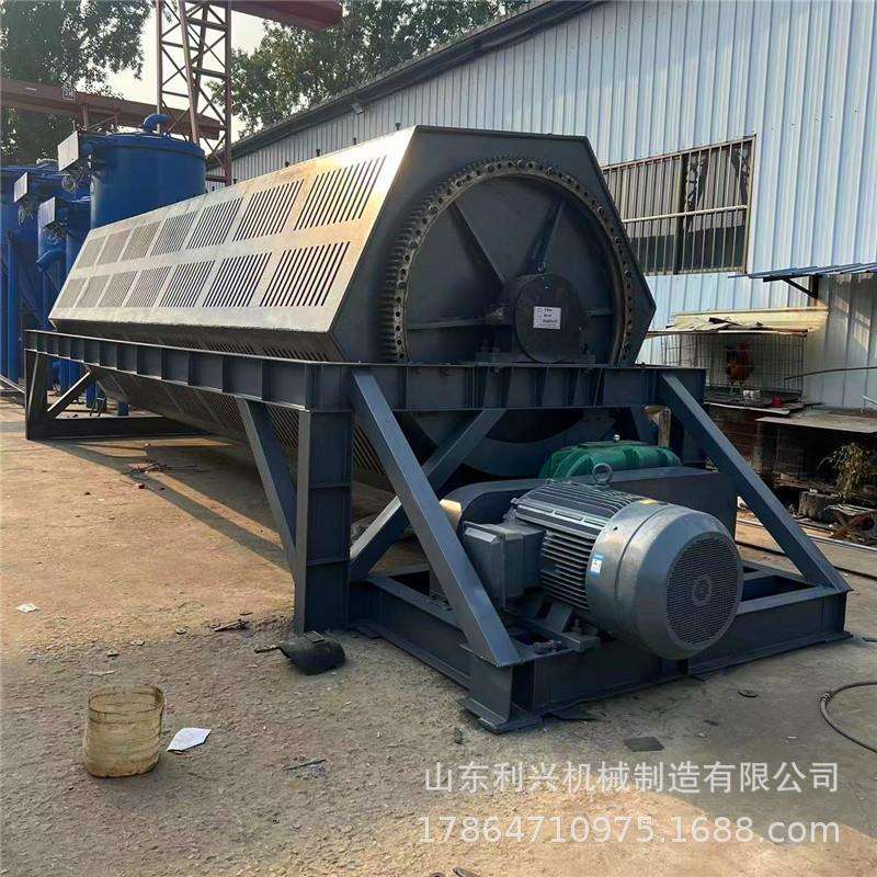 8米长火烧铁干磨机 破碎铁研磨六角滚筒式抛光机 山东利兴机械厂