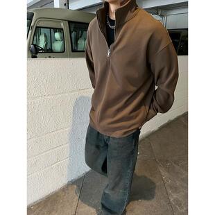 特大码300斤半拉链翻领卫衣男装Polo衫潮牌秋季ifashion长袖上衣2