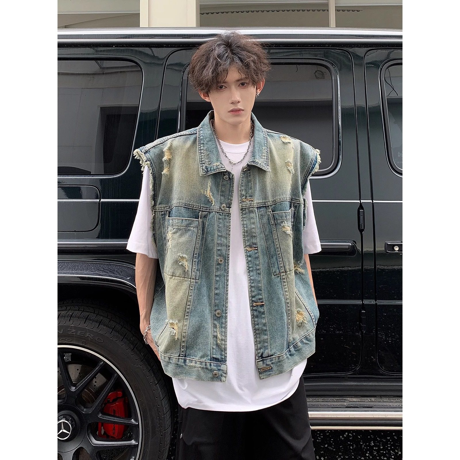 特大码300斤美式水洗牛仔马甲男夏季ins宽松痞帅做旧无袖坎肩外套,男装,常规马甲,淘宝优惠券,粉丝福利购,淘宝优惠卷