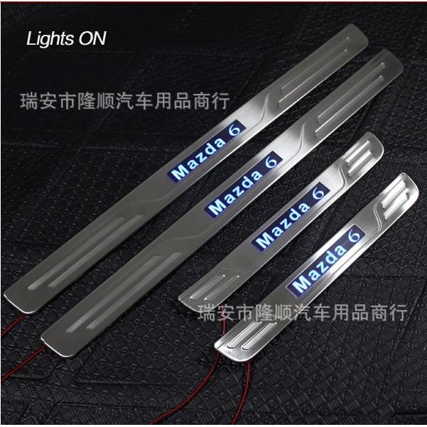 外贸适用09-12款MAZDA6睿翼LED迎宾踏板马自达6带灯门槛条