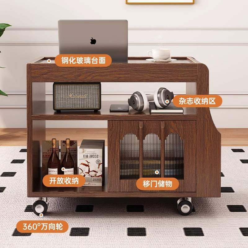 可移动边几小茶几2025新款客厅家用茶台茶桌沙发边柜小推车储物柜