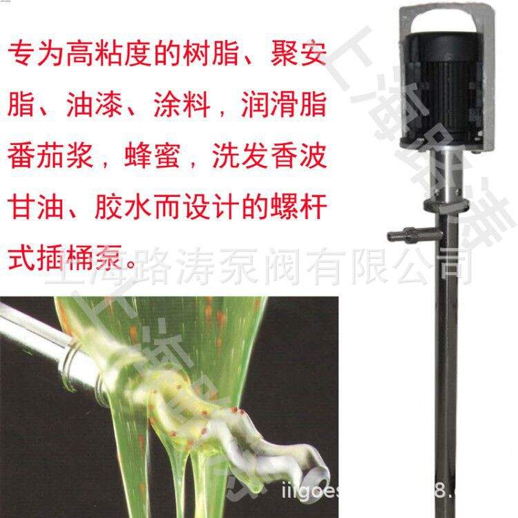 供HP-550W+250HV-1200电动打胶泵高粘度插桶泵不锈钢电动抽液泵