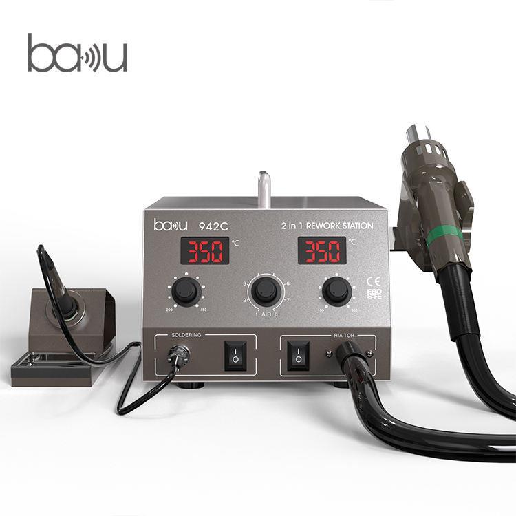 巴酷BA-942C电烙铁热风枪2合1数显电焊台手机主板维修调温拆焊台