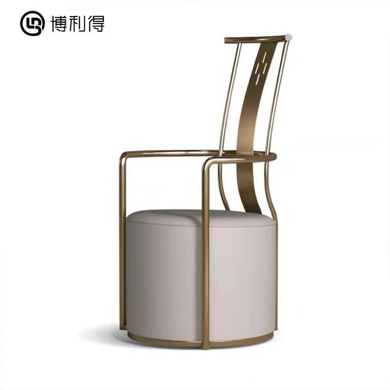 意式轻奢不锈钢客人椅家用茶桌椅子茶台主人椅梳妆台靠背椅餐椅