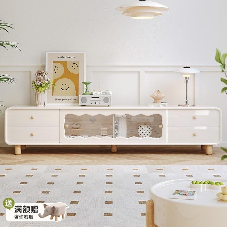 法式奶油风电视柜客厅家用简约现代高级感新款轻奢茶几电视柜组合