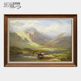 饰101 沃尔特世界名油画纯手绘美欧式 风景山水牛客厅沙发背景墙装