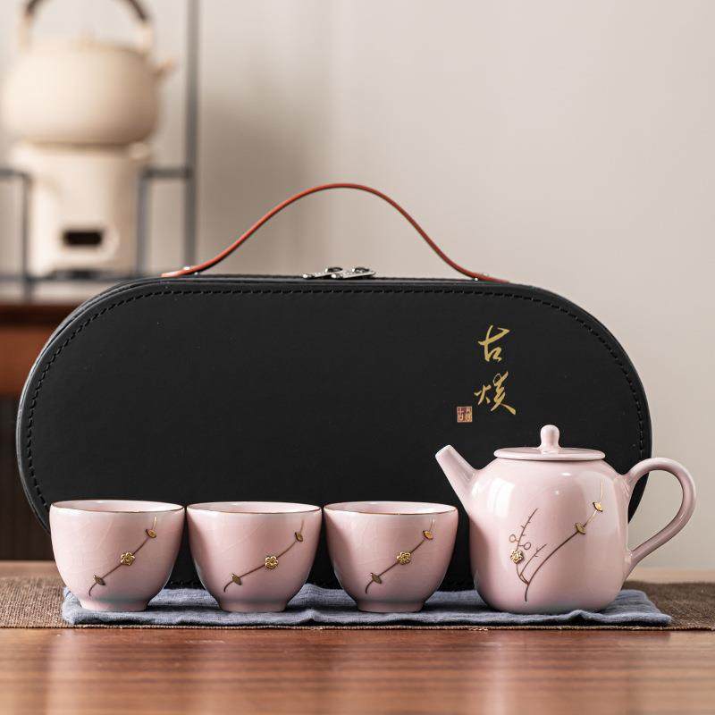 高档旅行茶具汝窑套装家用户外便携式陶瓷茶壶快客杯,电子/电工,接线端子,淘宝优惠券,粉丝福利购,淘宝优惠卷