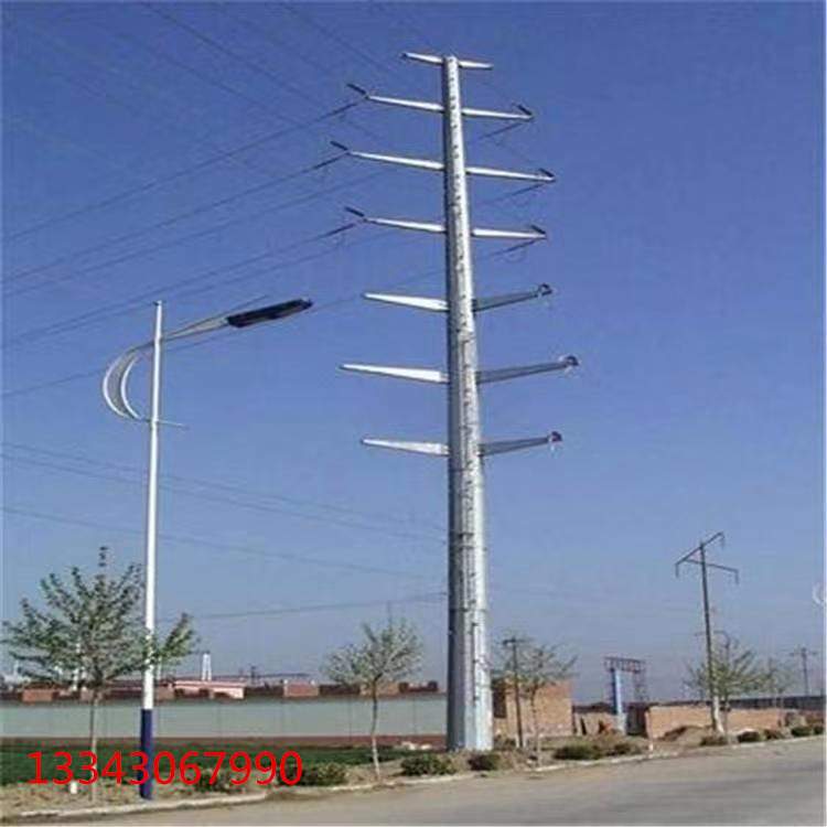 110KV钢管杆 电力钢杆 Q355钢制电线杆 耐张输电钢杆打桩