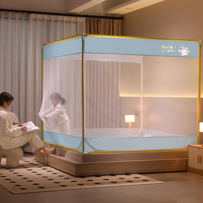 A类母婴蚊帐家用高级卧室防摔儿童婴儿加密折叠网纱纹帐团购