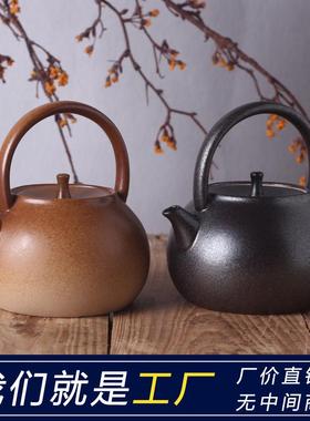 原矿陶土耐高温陶壶养生陶瓷壶提梁壶煮茶壶煮水壶吉祥壶电陶炉