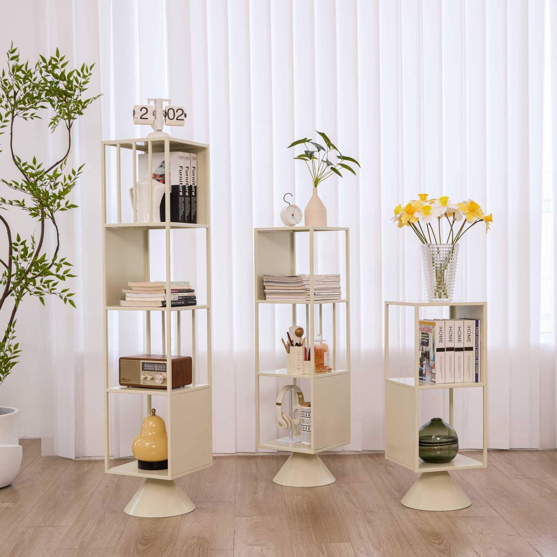 #北欧旋转书架置物架落地墙转角客厅现代简约储物创意书柜