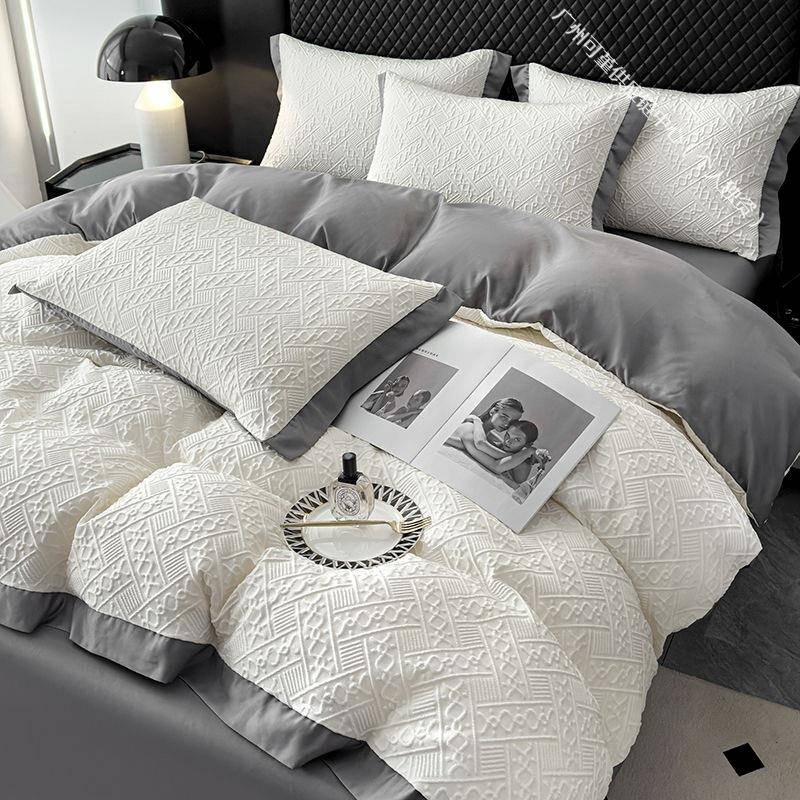 4件套夏季天丝四件套裸睡床单被套冰丝轻奢高级感床三件套用品厂