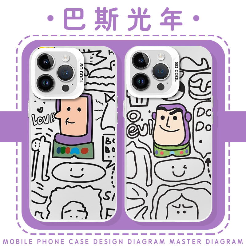 巴斯光年手机壳苹果16华为mate70动漫iPhone15promax卡通60周边14一加13涂鸦OPPO三眼怪vivo线条40玩具总动员