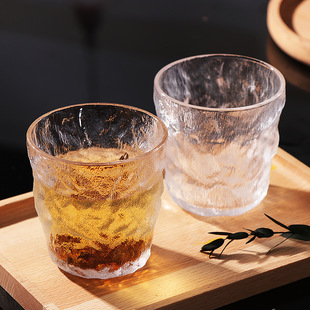 水杯女早餐杯in风啤酒杯子果汁咖啡杯泡茶杯 冰川玻璃杯家用日式