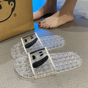 高档透明水晶拖鞋 夏季 居家女浴室洗澡软底防滑防臭时尚 水晶鞋
