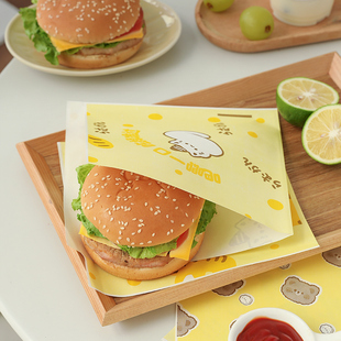 速发汉堡包装纸纸明治防油一次性级煎饼打包饭团抓文治手三饼三袋