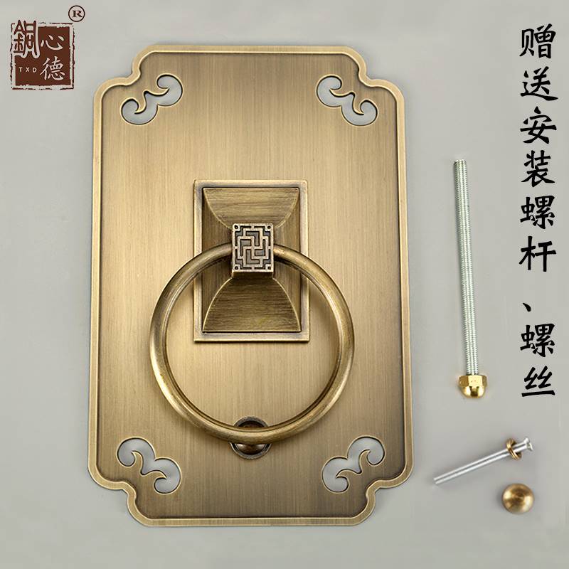 现货速发新中式大门拉手别墅木门方形古铜大拉把玻璃门纯铜把手对