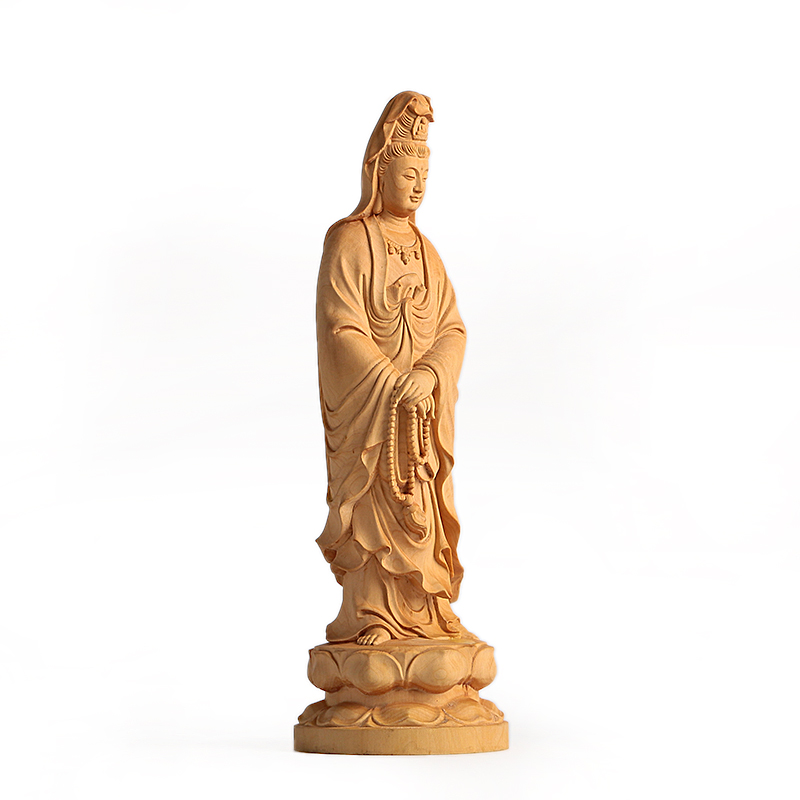 现货速发东黄杨木雕 家居客厅玄关摆设 红木工艺品 观音菩萨摆件