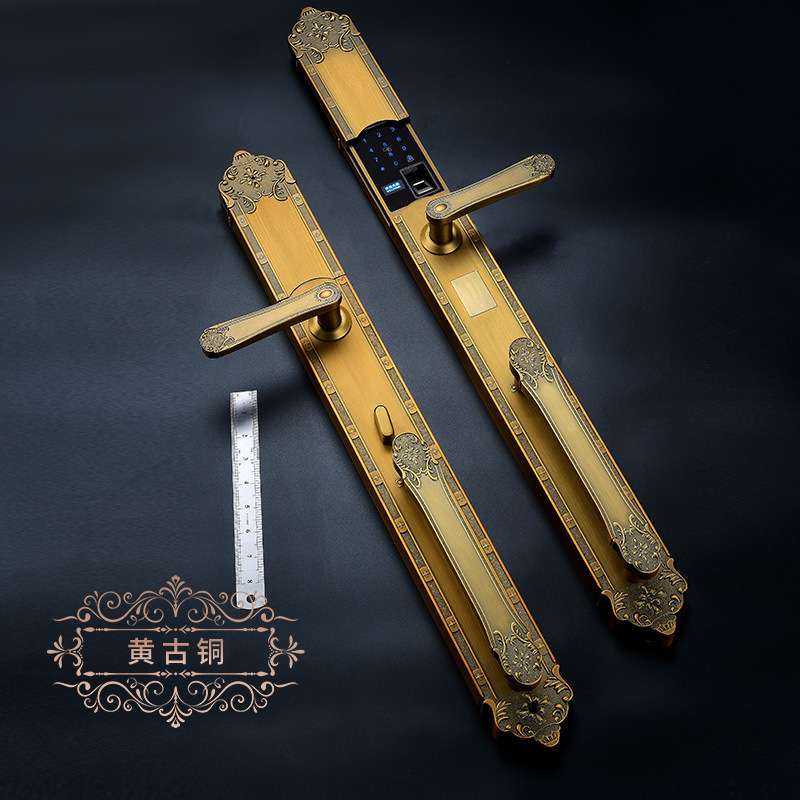 欧式指纹锁 别墅指纹锁 大门指纹锁 豪华大拉手智能锁防盗708mm长