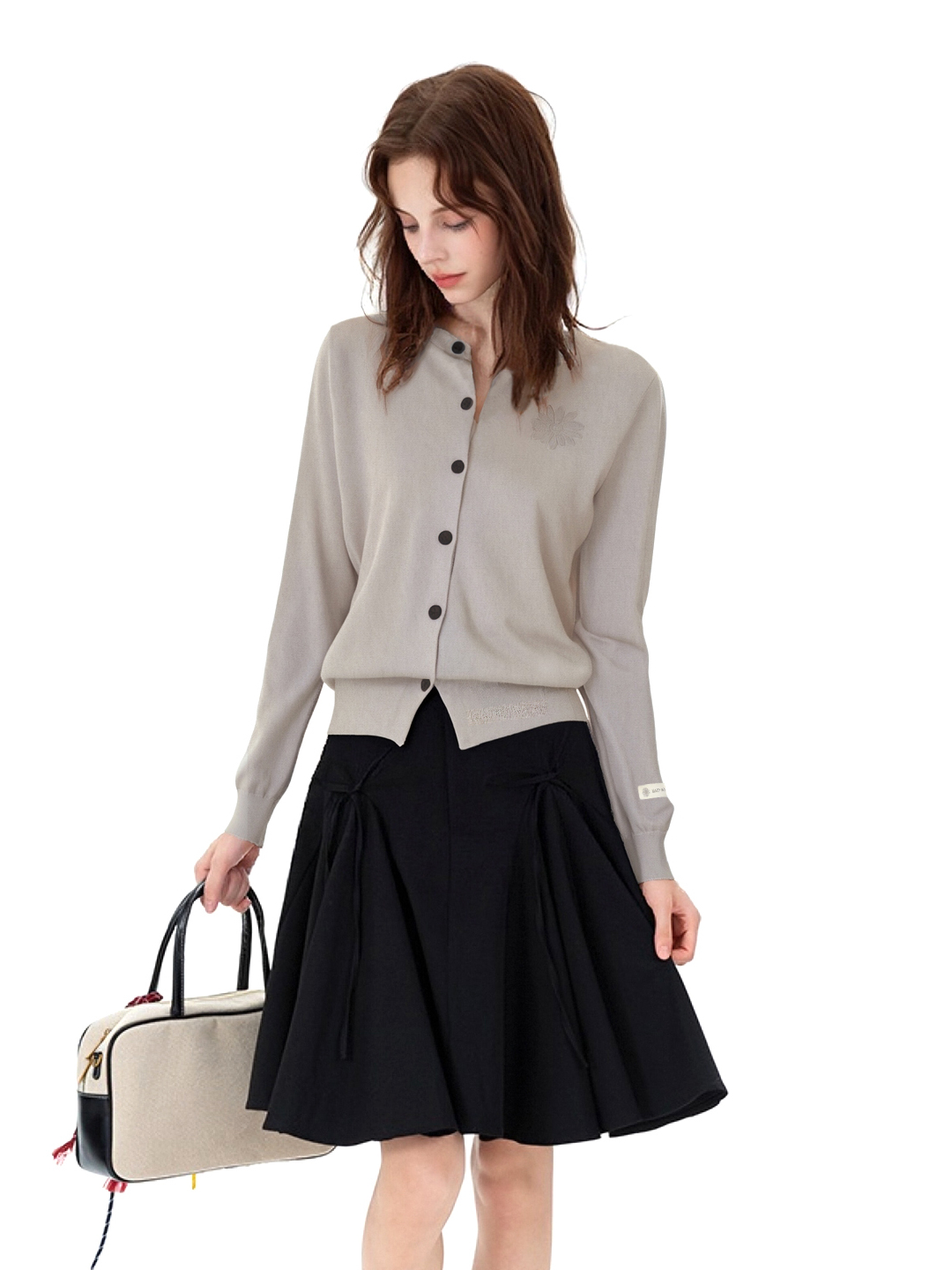 Mardi百搭舒适慵懒天丝开衫25春秋新款宽松亚麻雏菊针织上衣外套