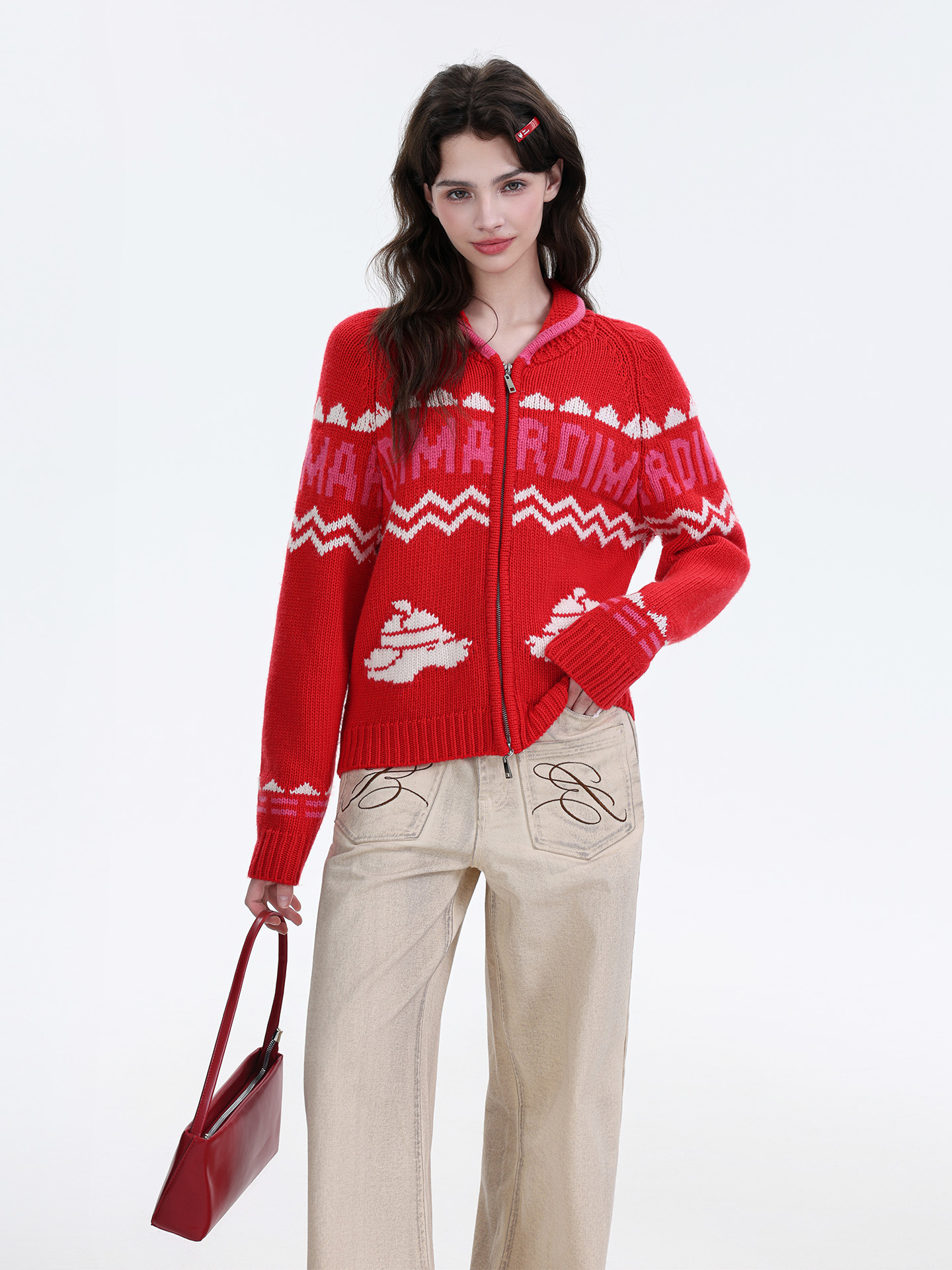 Mardi韩系气质学院风毛衣开衫25秋冬新款时尚百搭慵懒针织衫外套