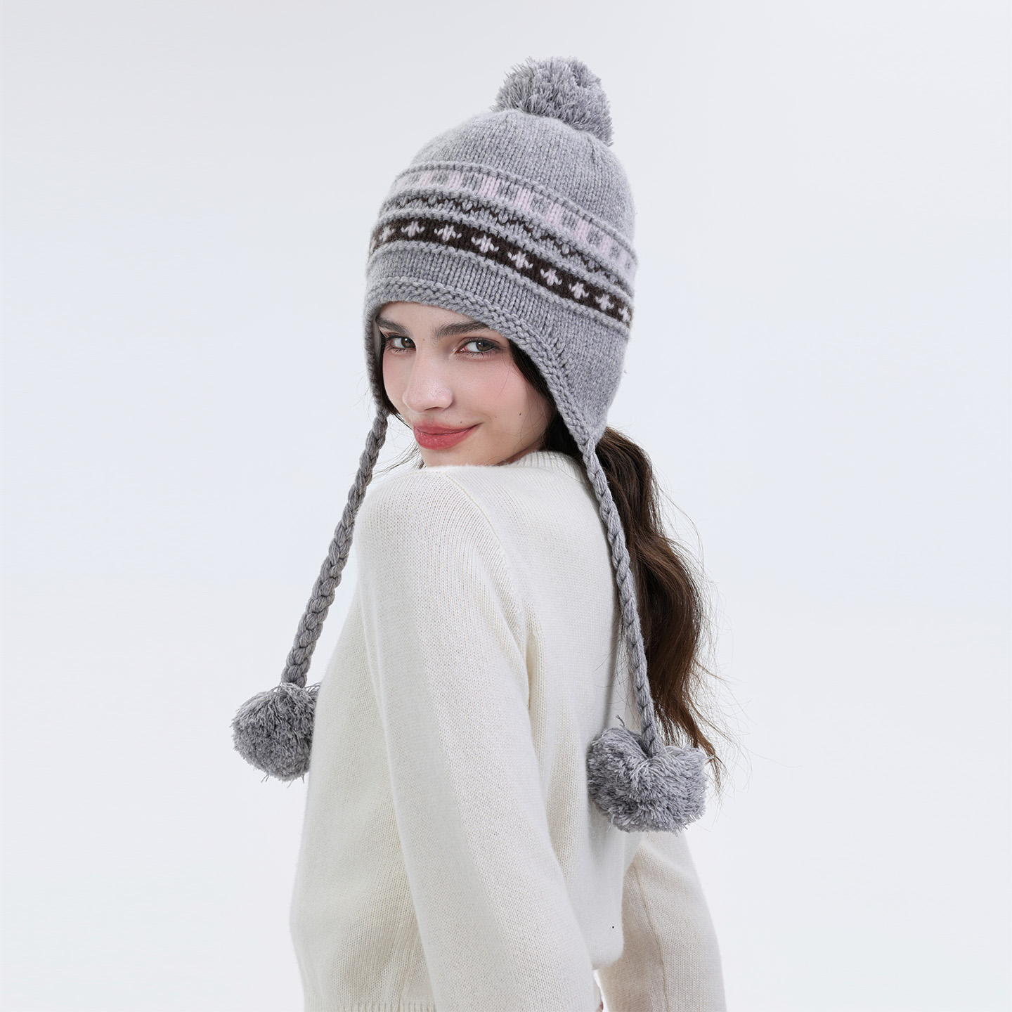 Mardi毛球针织护耳帽子女冬季25新款保暖软糯加厚毛线帽户外防寒