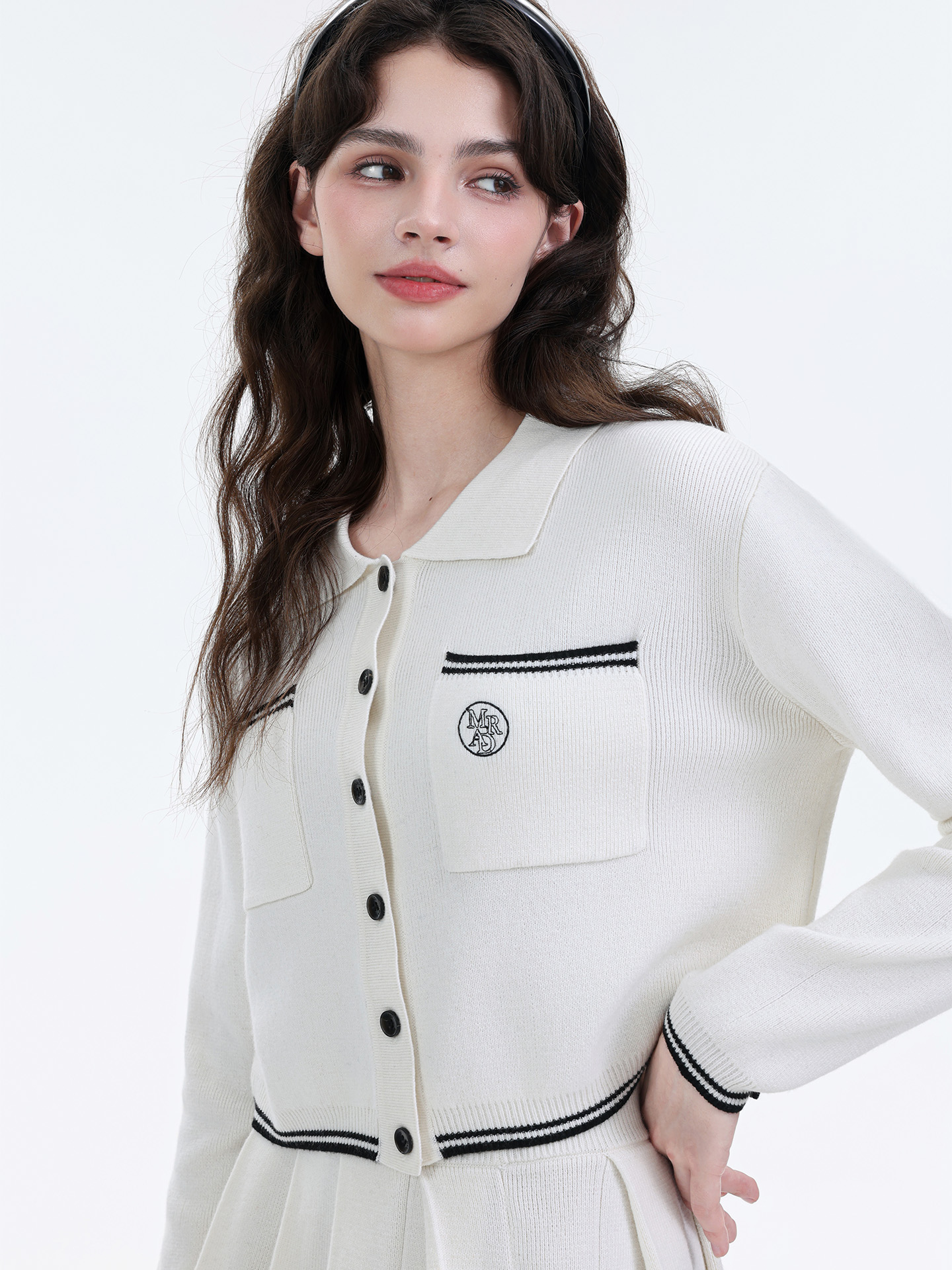 Mardi韩系轻奢POLO领毛衣25秋冬季新款学院风套装休闲针织衫上衣