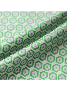 抹茶绿几何窗花浮雕提面料时尚箱包手提格立体涤花JY-C2-27棉袋提