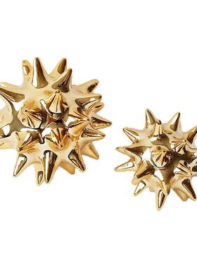 金色刺球海胆件现摆LRS代不规则白银色五角星北欧色风装美间软饰