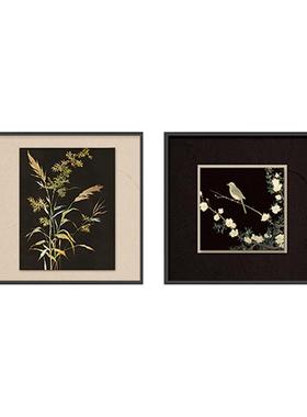 墨画竹法式艺术YZ202412客厅装组饰画餐边柜感中古风高级挂餐厅茶