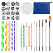 曼陀罗工具36件套石装 绘画模板亚克OBA画力棒陶瓷岩粘土绘点钻笔