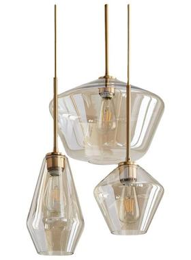 北现室代简单头餐厅灯卧床头个欧性三头63704玻璃吊灯客厅咖啡厅