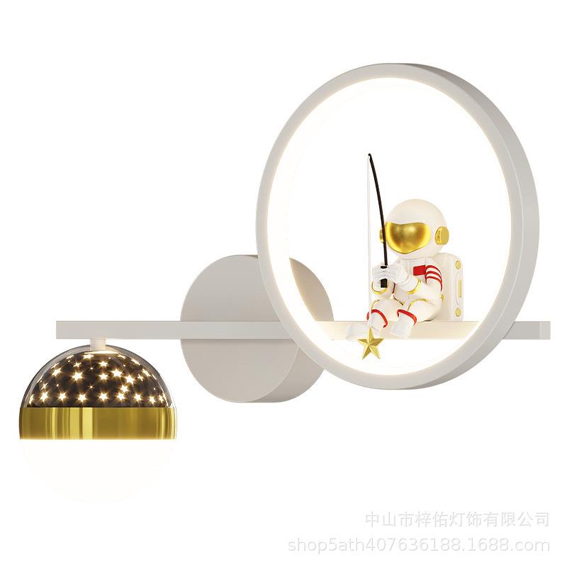 新款卧室床头灯北欧现代壁灯儿童房星星月亮灯宇航员太空人壁灯