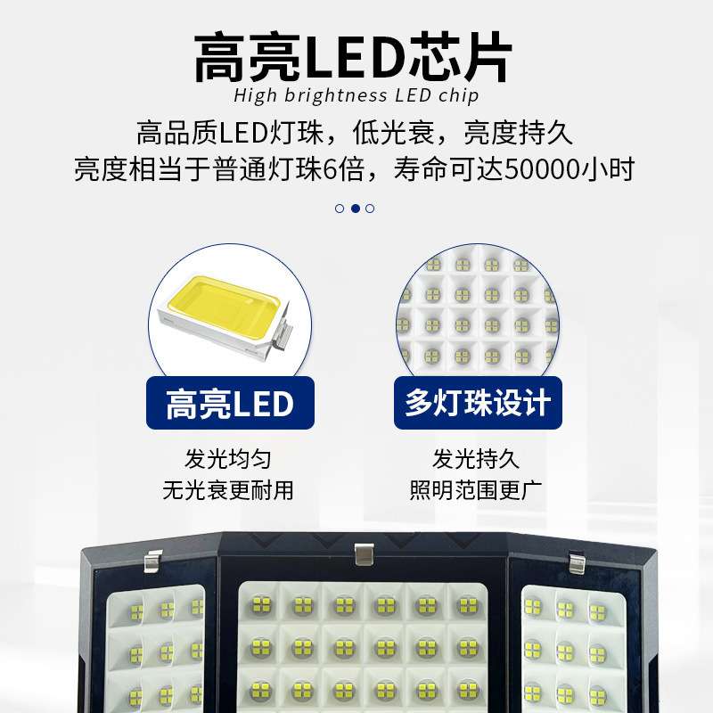新款三面发光太阳能投光灯大功率照明户外防水庭院灯农村家用路灯