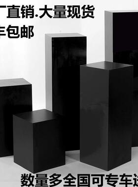 木质烤漆黑色展示台橱窗地台模特底座珠宝首饰展示柜展示柜方形架