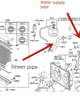 02 03 04 05 06款老佳美2.4/ACV3水箱上水管下水管散热器进出水管