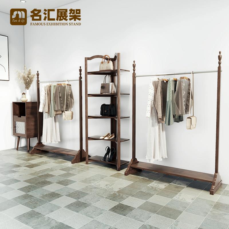 服装展示架覆古货架童装女装店落地式中岛架实木服装店卖衣服架子