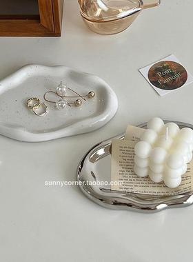 ins北欧轻奢不规则香薰托盘首饰展示盘玄关收纳盘陶瓷装饰摆件