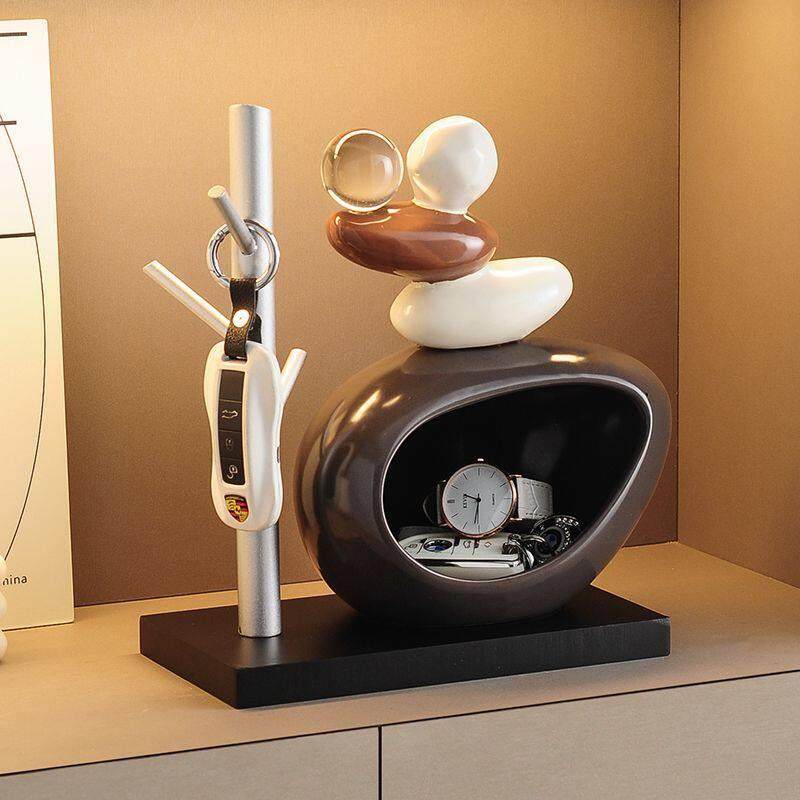 石来运转钥匙收纳玄关摆件入户客厅酒柜电视柜玄关装饰品乔迁礼物