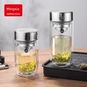 明霞玻璃锤盖鹅蛋杯加厚双层隔热防烫茶杯办公室家用汽车水杯