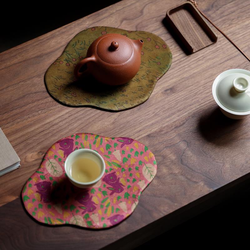 香云纱茶壶垫小型壶承双面干泡垫家用泡茶功夫茶具零配件禅意茶道