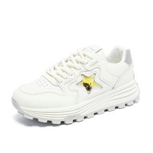 女鞋2024春夏季网面透气运动鞋软底轻便初中生星星板鞋百搭小白鞋