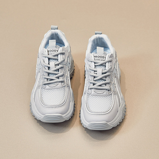 踩屎感网面老爹鞋女款2024新款夏季透气运动鞋厚底增高显脚小女鞋
