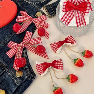 少女心爆棚洛丽塔配饰樱桃蝴蝶结发夹鸭嘴夹jk头饰儿童发饰发夹