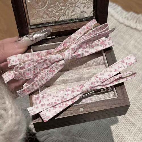 少女粉小碎花蝴蝶结香蕉夹韩系ins风高马尾鲨鱼夹中号後脑勺盘发