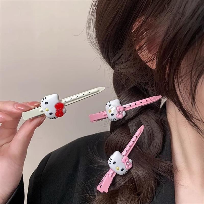 粉色kitty猫发夹边夹侧边