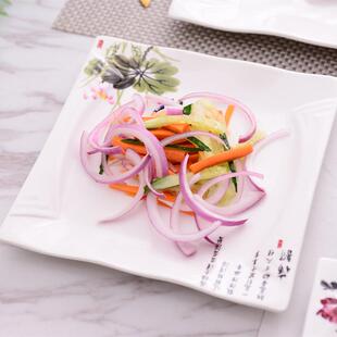 酒店餐具家用正方形菜盘 特色餐厅冷菜盘陶瓷西餐牛排盘子创意个性