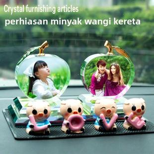 可爱车内创意定制水晶照片摆台汽车车载装饰品摆件高档 中控台