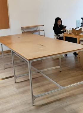 铝材桦木会议桌长条桌简约现代办公室海洋板创意洽谈桌书桌办公桌