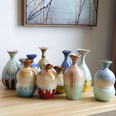 手工陶瓷工艺品窑变小花插景德镇花瓶花器餐桌摆件地摊